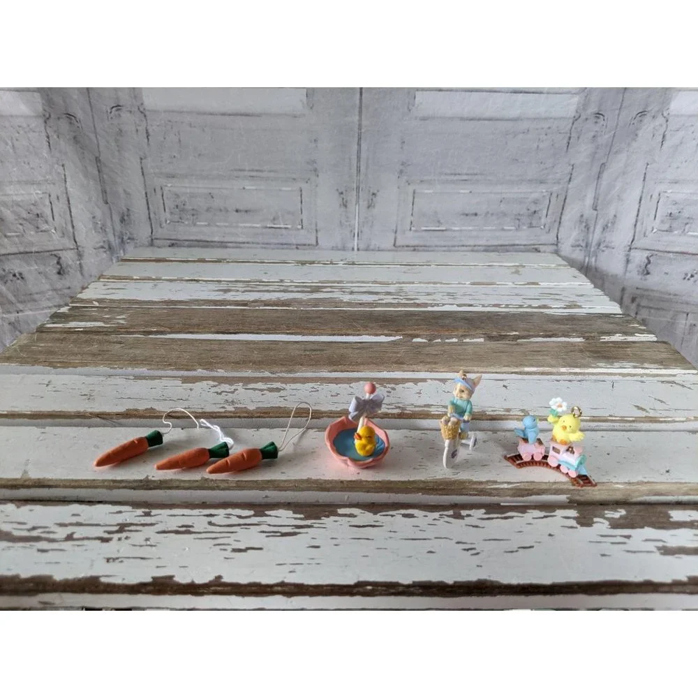 Vintage Mini Easter ornament carrots duck spring t